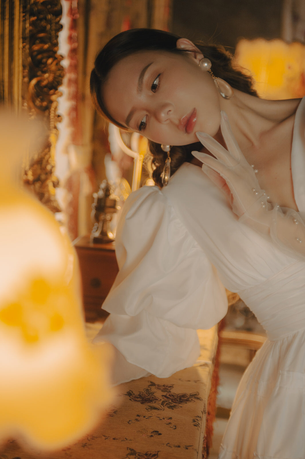 線上禮服 | Bride Collection | A-P140 | 歐式泡泡袖簡約白紗