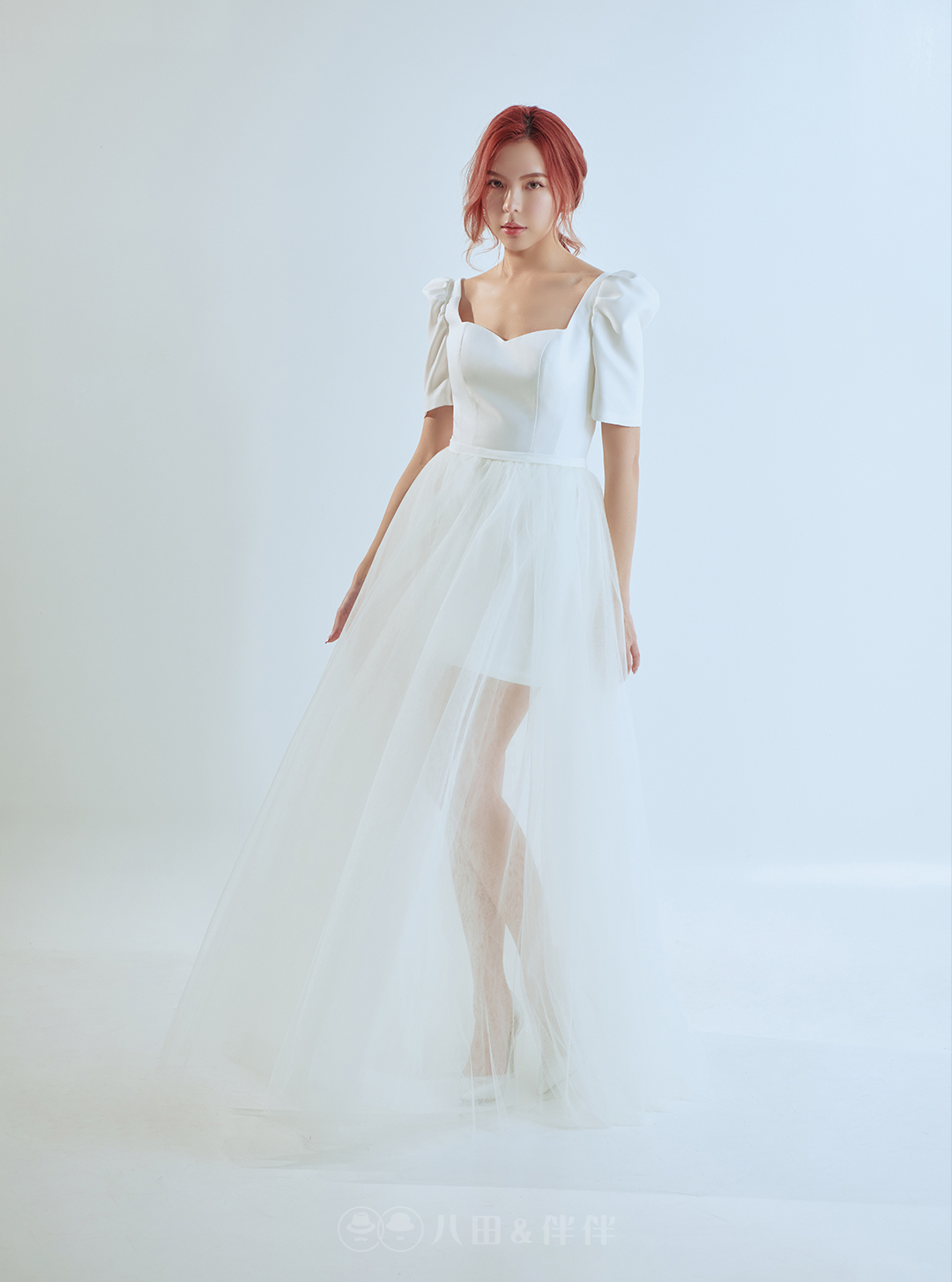 線上禮服 | Bride Collection | A-P145 | 兩件式短裙透視婚紗